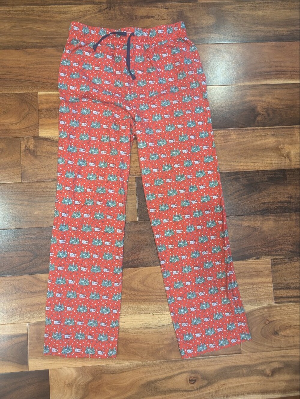 Vineyard Vines Red Holiday Print Kids Pajama Pants - Size L